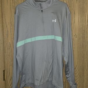 Under Armour Men's Gray Running Jacket with Mint Stripe